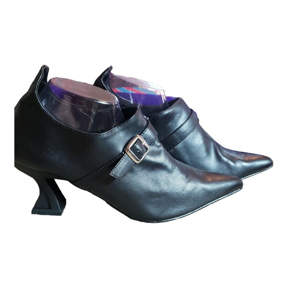 FUNTASMA Women's Witch Halloween Shoes SZ 10 Buckle, Zipper Square 2 1/4 In Heel